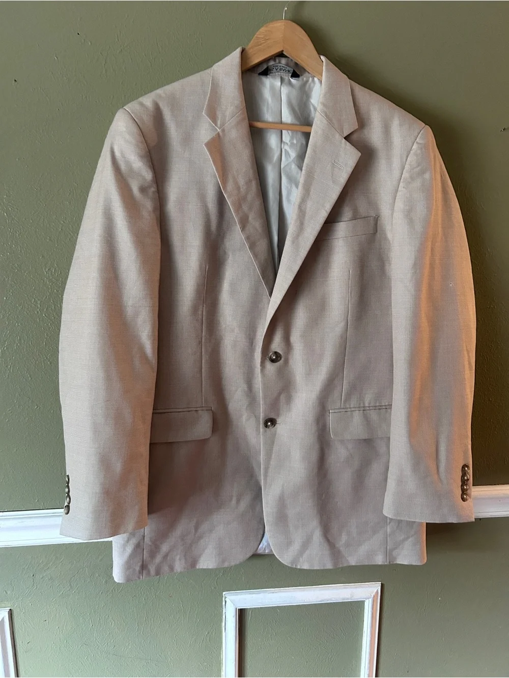 Joseph A Banks Beige Lightweight Men's Two-Button Blazer 44 Long